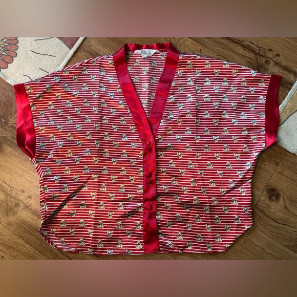 Vintage Stripped Teddy Bear Button Up Pajama Top. - Picture 2 of 7